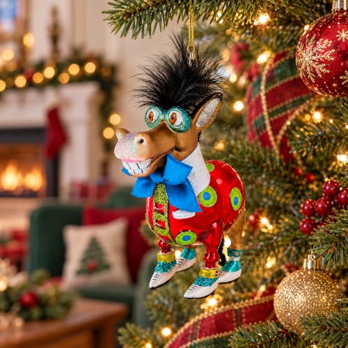 BestPysanky Debonair Donkey Glass Ornament – Handcrafted Christmas Decoration