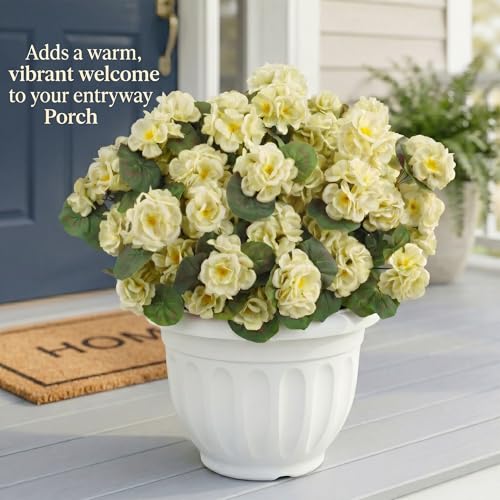 24Pcs White Geranium Artificial Flowers for Outdoor & Indoor Decor, 15.3" each, Phliofd
