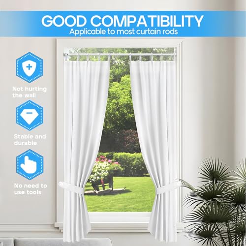 Adjustable Spring Tension Curtain Rod, 28-45 Inch No-Drill Steel Rod, White