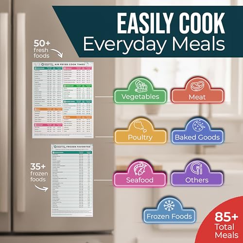 Air Fryer Cheat Sheet Magnetic Cooking Guide with Temp and Time Charts