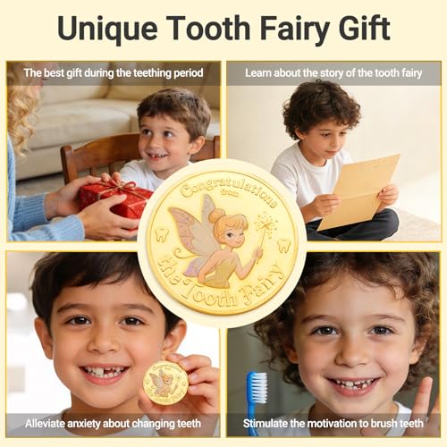 Tooth Fairy Coin Keepsake Kit - Golden Token, Pouch & Fairy Letter