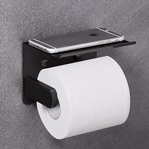 Stainless Steel Toilet Paper Holder with Phone Shelf, Wall Mounted