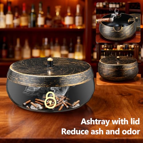 Extra Large Cigar Ashtray with Lid - Windproof Retro Patio Decor