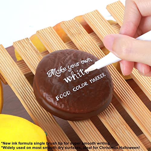 Fanika 2PCS White Edible Markers for Cookie Decorating Food Grade Gourmet Pens
