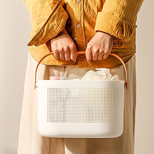 Portable Plastic Shower Caddy Basket with Handle - Yellow Storage Organizer