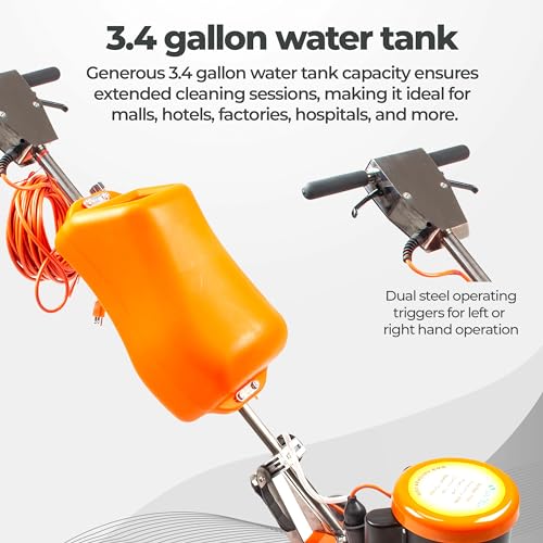 17-Inch Commercial Floor Buffer and Scrubber Machine, 2.0 HP, 3.4-Gal Tank
