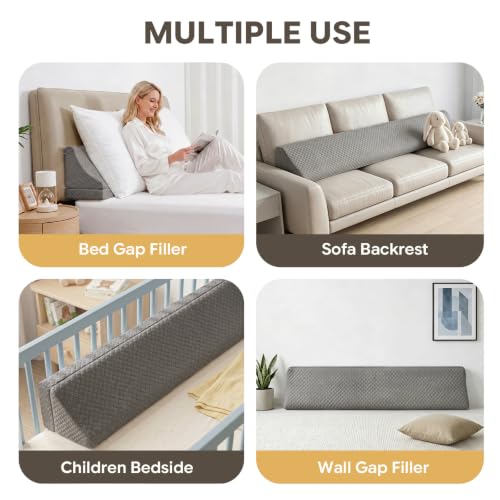 Foldable Bed Wedge Pillow Gap Filler, King Size, Dark Grey