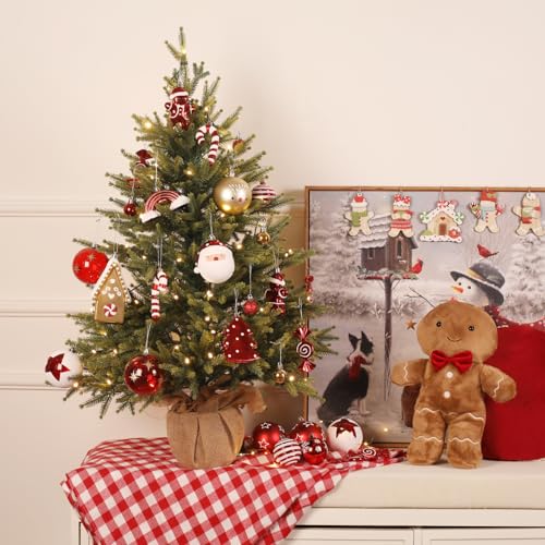 Christmas Ornament Set 80pcs Red White Gold Decorations with Variation of Red & Gold & White