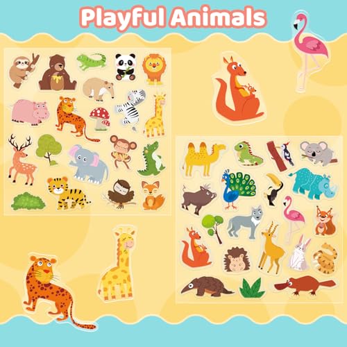 40 Animal Window Clings - Safari Wildlife Jelly Stickers for Kids