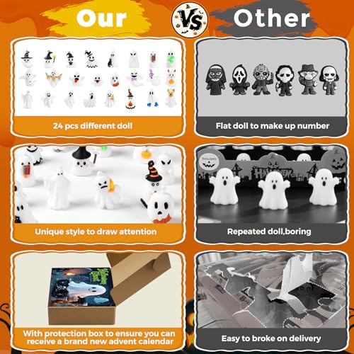 24-Day Halloween Ghost Countdown Advent Calendar with Collectible Figures