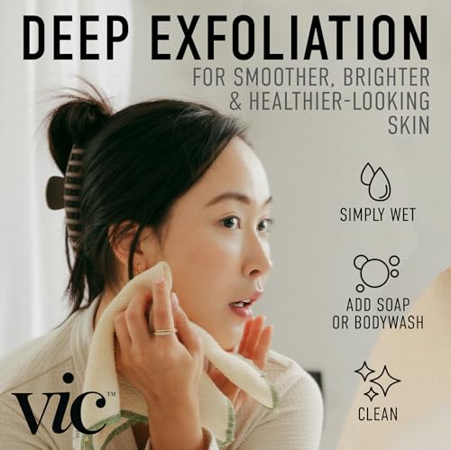 Deep Exfoliating Face & Body Washcloth, Natural Cotton, 2-Pack