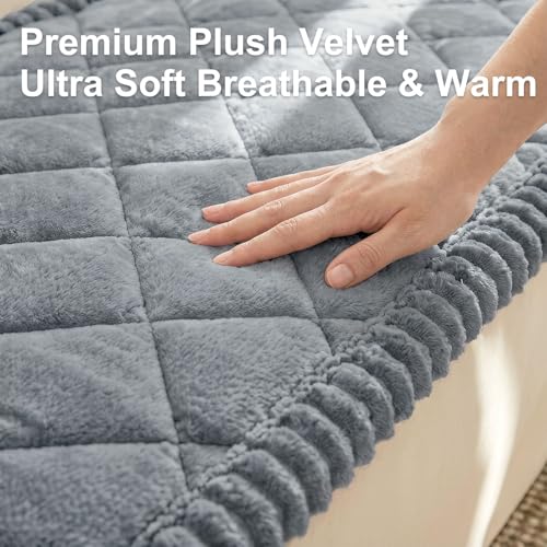 Non-Slip Pet Couch Cover - Washable Plush Sofa Protector (Grey, 27.6" x 59")