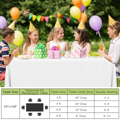 Waterproof Disposable Tablecloths 6-Pack - White 54 x 108 Inch Rectangle