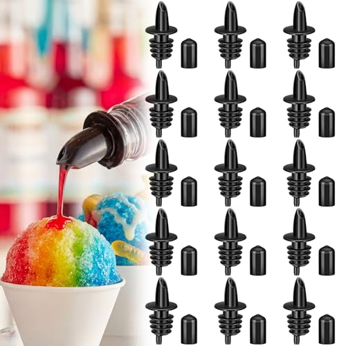 Honeydak 30 Pcs Bottle Pourers with Dust Caps for Liquor & Syrup, Easy Pour Spouts