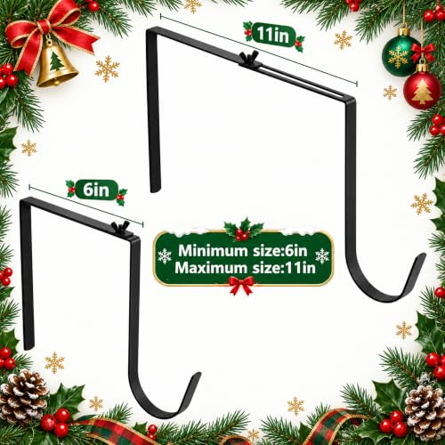 Black 4 Pack Christmas Headstone Wreath Hangers - Adjustable Cemetery Tombstone Holders