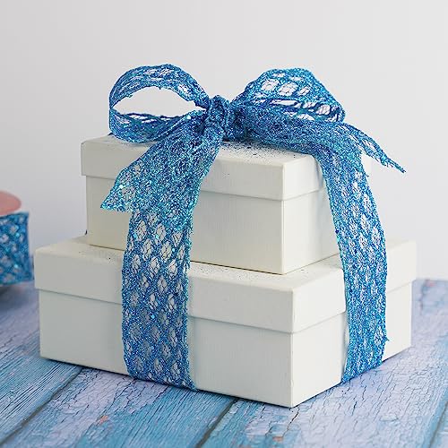 Turquoise Glitter Wired Ribbon 2.5