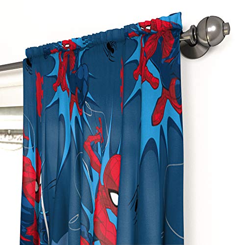 Kids Character Window Drapes 4-Piece Set with Tiebacks - 63 Inch, Blue