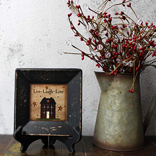 Rustic Wooden Decorative Plate with Stand, 6x6 Inch Farmhouse Wall Art