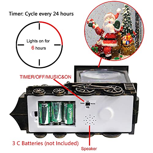 Christmas Musical Snow Globe Train Lantern - Lighted Swirling Glitter Santa