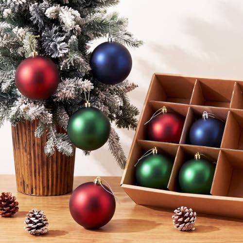 Wettarn 8 Pack 6-Inch Red Green Blue Christmas Tree Ornament Balls Outdoor Indoor Decor