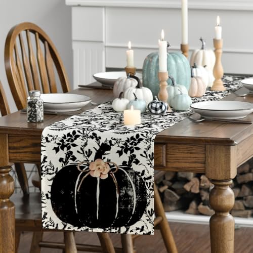 Artoid Mode 210 GSM Black 13x72 Inch Fall Table Runner Home Decor