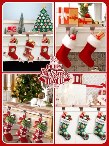 8 Pack Heavy Duty Christmas Stocking Holders for Mantel, Red Bronze Hooks