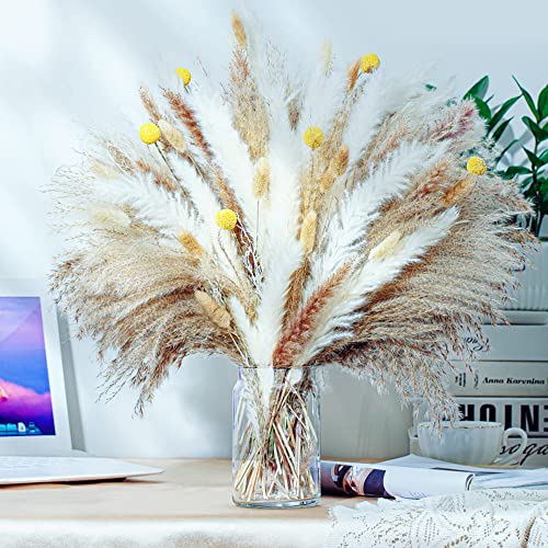 100-Piece Natural Dried Pampas Grass Bouquet - 17.5-Inch Floral Decor