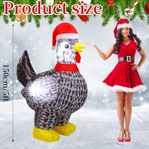 Ceenna 5ft Lighted Christmas Inflatable Luhua Chicken Decor - Indoor Outdoor Festive Yard Decor