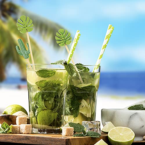 Minisland Monstera Leaf Cocktail Picks - Fancy Bamboo Toothpicks for Appetizers, 100 Count (MSL174-Monstera Leaf)