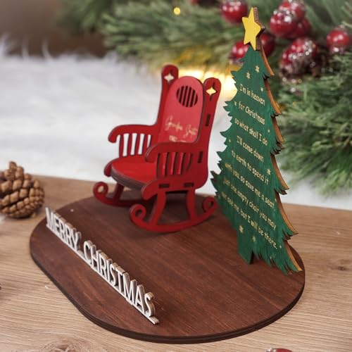 Wooden Memorial Candle Holder Sign with Rocking Chair - Sympathy Keepsake