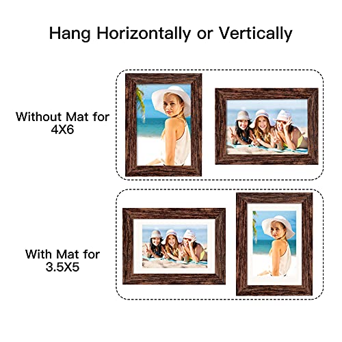 4x6 Picture Frame Set, Distressed Farmhouse Wood Style Frames - 4 Pack