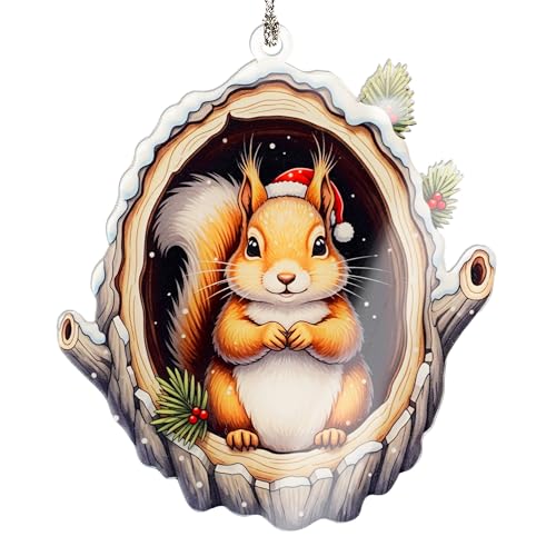 Woodland Squirrel Christmas Ornament - Handmade Holiday Tree Decor - RUSATEN