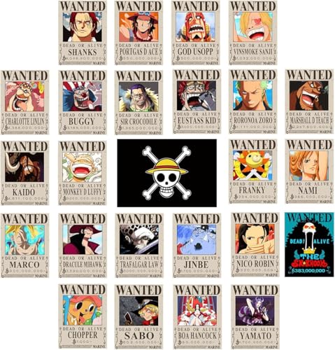 Anime Wanted Posters Set 25PCS Straw Hat Crew Bounty Art Prints