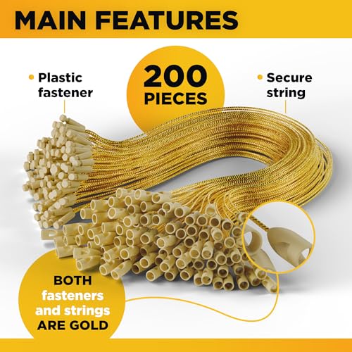 Gold Christmas Ornament Hooks with Snap - 200 Pack Precut String Hangers