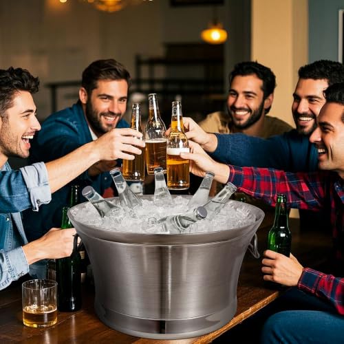 6-Gallon Double Wall Stainless Steel Beverage Tub for Parties & Events