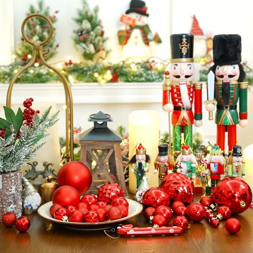 Red Shatterproof Christmas Ball Ornaments Set - 24 Pack 1.57" Xmas Tree Balls