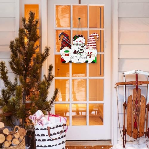 Reversible Thanksgiving & Christmas Door Sign Gnome Welcome Wall Decor