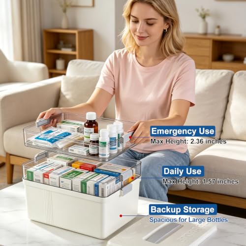 3-Tier Medicine Storage Box with 7-Day Pill Organizer & Handle