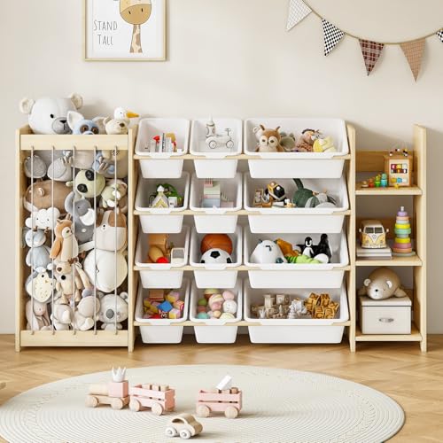 3-in-1 Kids Toy Storage Organizer with 12 Bins and Bookshelf