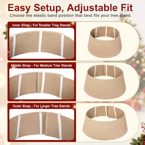 Brown Christmas Tree Collar, Adjustable 28 Inch Woven Cotton Rope