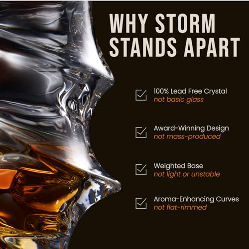 TSUKIGLASS Storm Crystal Cocktail Whiskey Glasses Set of 4 – Elegant Japanese Lead-Free Crystal