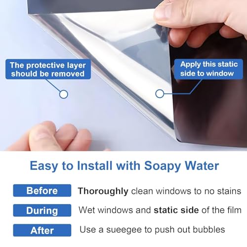 One Way Privacy Window Film - Heat Blocking, Anti-UV, 17.5" x 78.7"
