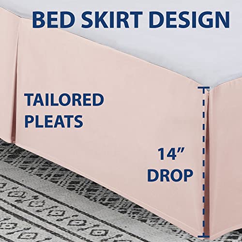 Full Size Pleated Bed Skirt - 14 Inch Drop Brushed Microfiber Dust Ruffle