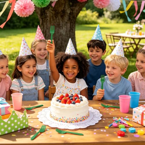Green Disposable Heavy Duty Plastic Forks 75 Pack 7.25 Inch for Parties
