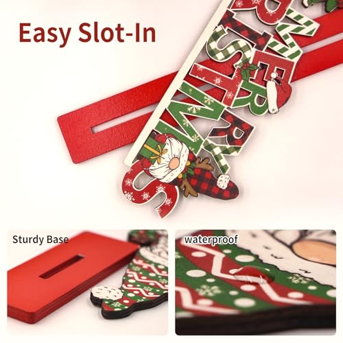 Merry Christmas Gnome Centerpiece 3Pcs Tabletop Wooden Decor – Coffee Table Indoor Xmas Gift