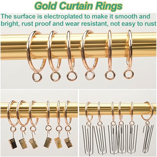 Gold Metal Curtain Rings - 1 Inch Inner Diameter, Set of 24
