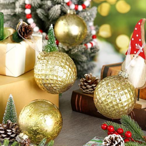 4-Inch Shatterproof Gold Christmas Ball Ornaments - 8 Piece Set