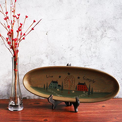 Rustic Willow Tree & Sheep Oval Decorative Wood Plate, 15.5-Inch