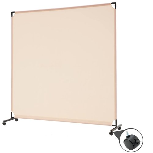 Spurgehom 6FT Single Panel Rolling Room Divider, Partition Privacy Screens with Wheels, Freestanding Fabric Room Panel, Portable Wall Divider for Office, Room, Restaurant, Hospital (Beige)