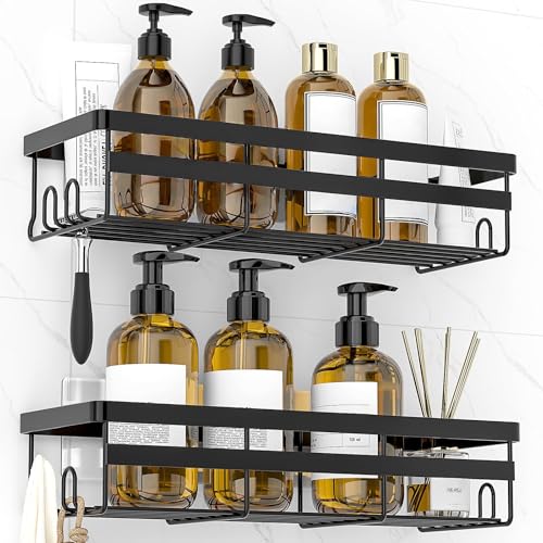 Adhesive Shower Caddy 2 Pack No Drill Stainless Steel Bathroom Shelves